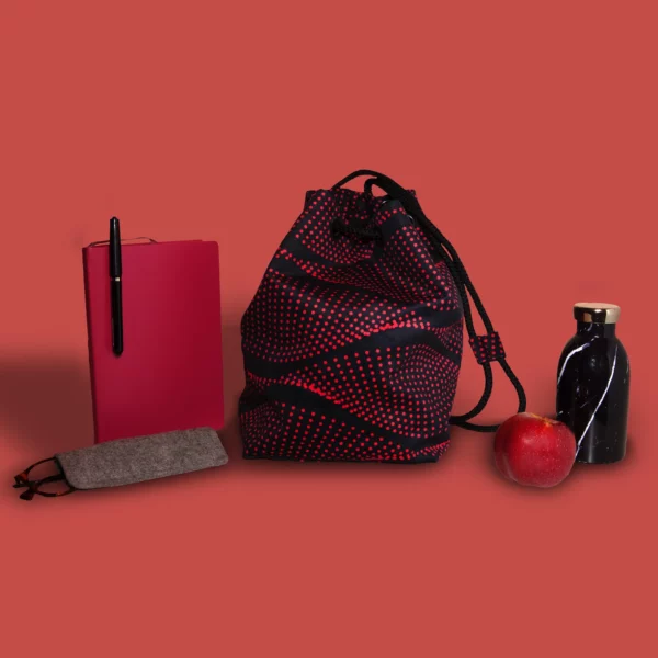 Petit sac marin Pointillisme Bleu Rouge – Image 2