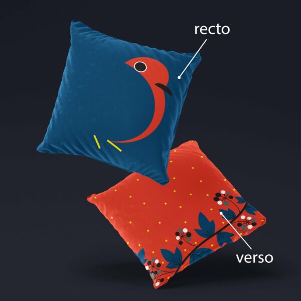 Coussin Velours Rouge Gorge 1 - Fanny Delqué
